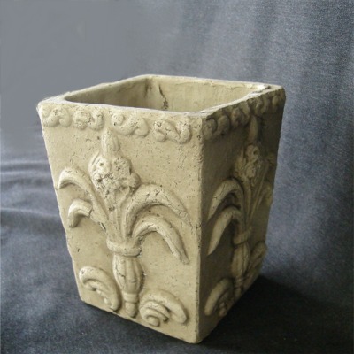 Fleur de Lys Distressed Clay Container